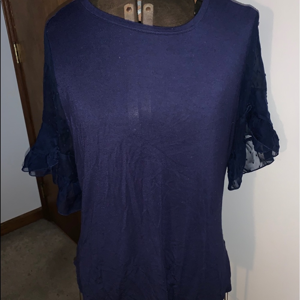 Lace Polka dot sleeve shirt